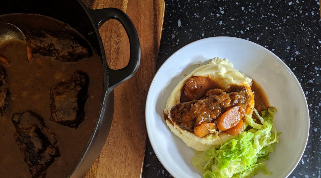 Braised ox cheek - A delicious, warming, winter stew.