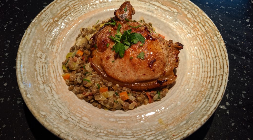 Braised Lentils with Pork Chops